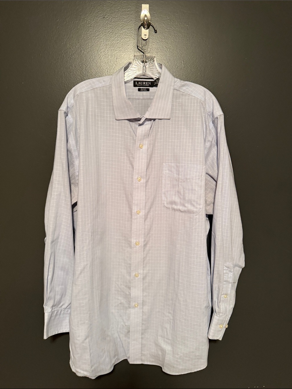 Lauren Ralph Lauren Light Blue Windowpane Men's Dress Shirt
